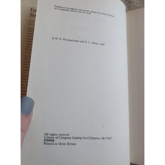 HG Koenigsberger George L Mosse EUROPE IN THE SIXTEENTH CENTURY  1st Ed HC DJ - Picture 4 of 8